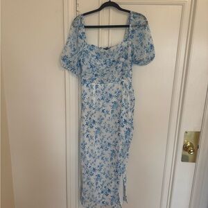 French Connection Blue and White Floral Midi Dress